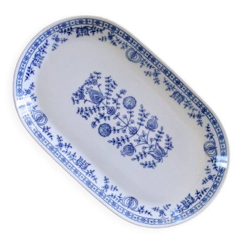 Plat ovale en porcelaine signé Kahla Germany cobalt