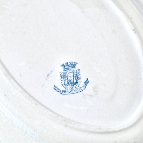 Plat ovale XIXe terre de fer Gien Provençal oiseaux hirondelles