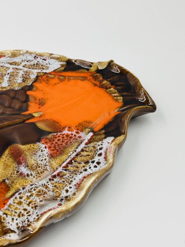 Plat Poisson Vallauris Céramique Vintage Orange