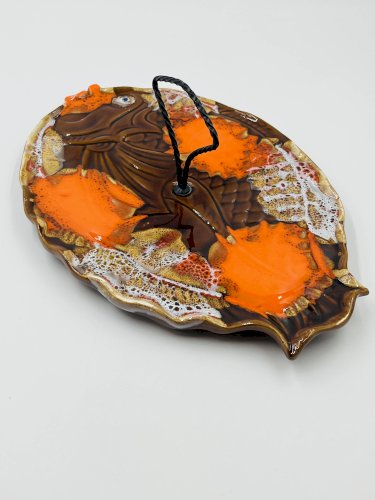 Plat Poisson Vallauris Céramique Vintage Orange