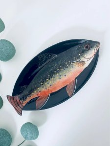 Vintage Fish Plate Hand-Painted Raised Eye 25cm Kitsch Pop Art Popular