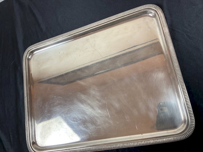 plat rectangulaire métal argenté ERCUIS