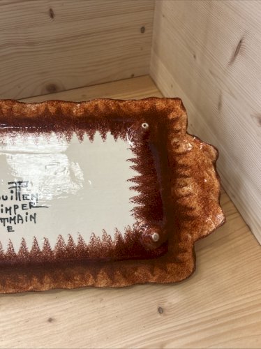 Plat rectangulaire signé Fouillen Quimper – 36 x 27,5 cm –