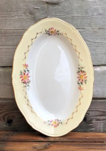 Plat rétro vintage ovale en porcelaine L Amandinoise