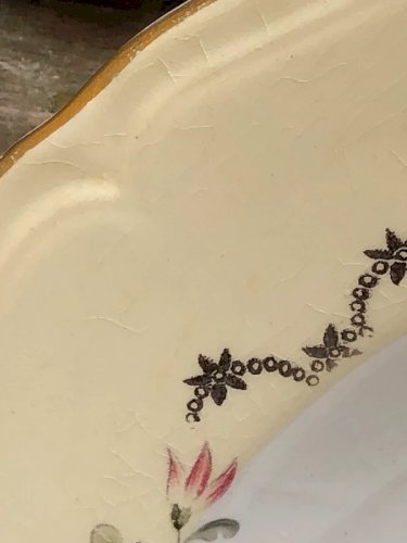 Plat rétro vintage ovale en porcelaine L Amandinoise