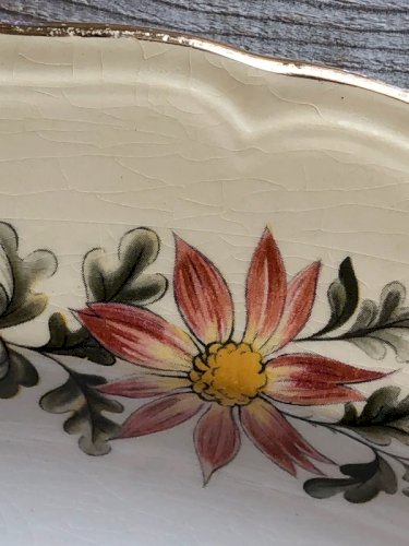 Plat rétro vintage ovale en porcelaine L Amandinoise