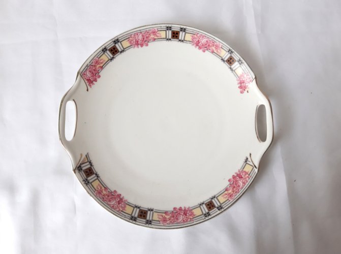 Plat rond Art Déco porcelaine