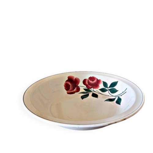Plat rond creux Choisy Le Roi HBC modèle Vernon motif de roses