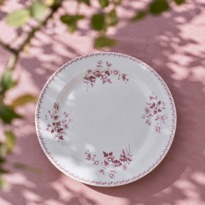 Round plate 19th century pink ironstone signed Maestricht Toulouse