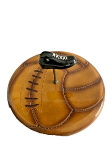plateau à fromages apéro  céramique marron vintage football ballon sport humour