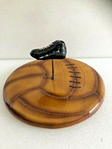plateau à fromages apéro  céramique marron vintage football ballon sport humour