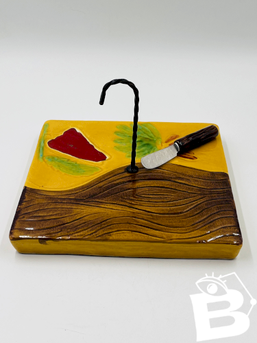 Plateau à fromages carré avec couteau Vallauris