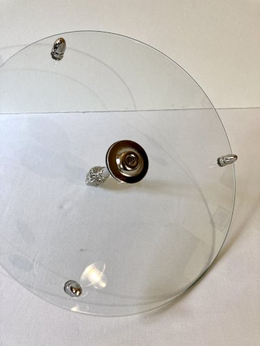 Plateau à fromages / serviteur en verre et métal argenté