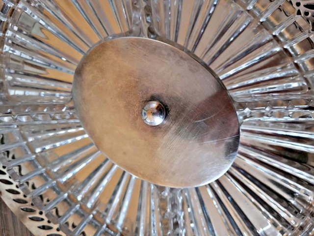 Plateau apéritif style art déco métal argenté et verre, 5 compartiments