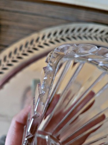 Plateau apéritif style art déco métal argenté et verre, 5 compartiments