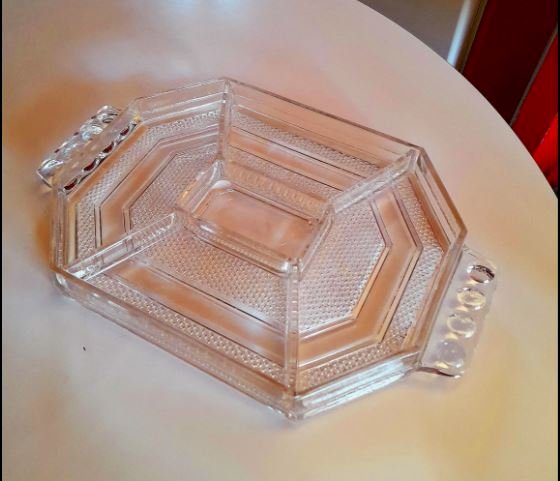 Plateau apéritifs art déco en verre