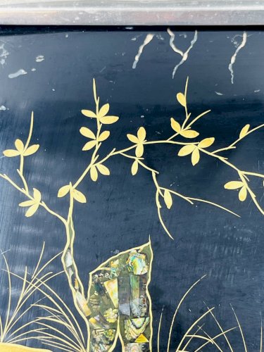 Plateau Art Déco en fixé sous verre et nacre