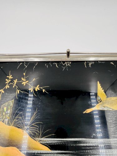 Plateau Art Déco en fixé sous verre et nacre