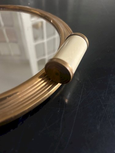plateau art deco en miroir et laiton