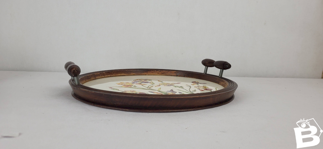 Plateau Art Nouveau en faïence de Sarreguemines