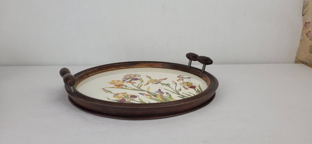 Plateau Art Nouveau en faïence de Sarreguemines