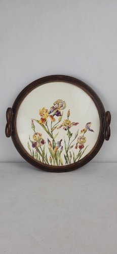 Plateau Art Nouveau en faïence de Sarreguemines