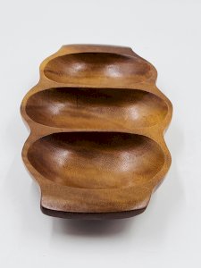 Carved exotic wood compartmentalized tray, Asia 1970s
