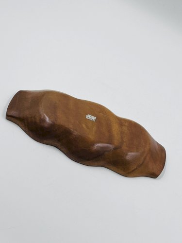 Plateau compartimenté en bois exotique sculpté, Asie années 70