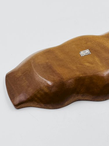 Plateau compartimenté en bois exotique sculpté, Asie années 70