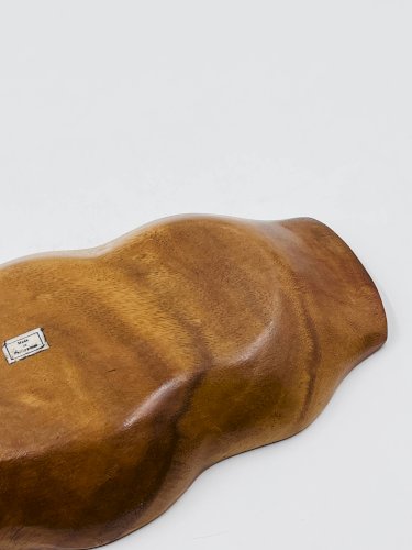 Plateau compartimenté en bois exotique sculpté, Asie années 70