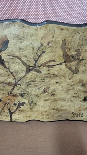 PLATEAU DE COIFFEUSE TRAVAILLEUSE EN MARQUETERIE SIGNE GALLE