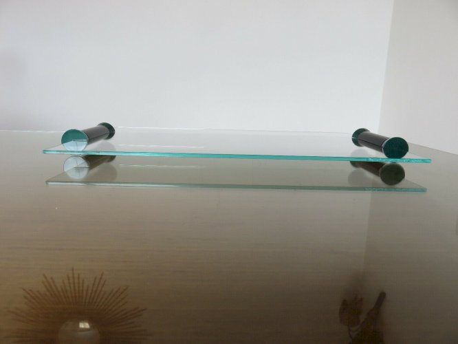 PLATEAU DE SERVICE EN VERRE MODERNISTE, MINIMALISTE ERA MEMPHIS ANNEES 80