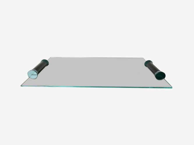 PLATEAU DE SERVICE EN VERRE MODERNISTE, MINIMALISTE ERA MEMPHIS ANNEES 80