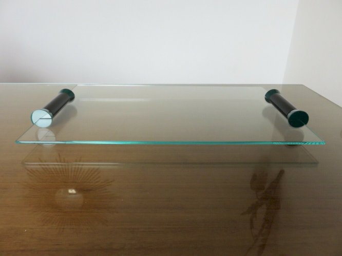 PLATEAU DE SERVICE EN VERRE MODERNISTE, MINIMALISTE ERA MEMPHIS ANNEES 80