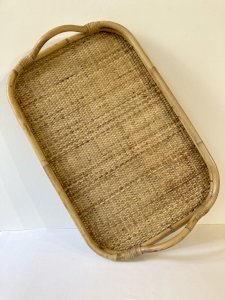 Vintage bamboo and rattan serving tray