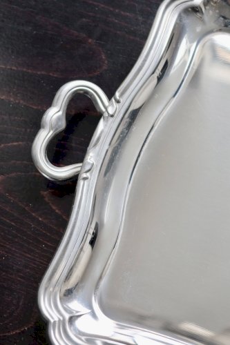 Plateau de service vintage en métal argenté Guy Degrenne