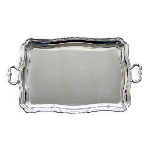 Plateau de service vintage en métal argenté Guy Degrenne
