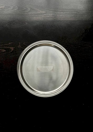 Plateau de service vintage rond métal argenté Guy Degrenne