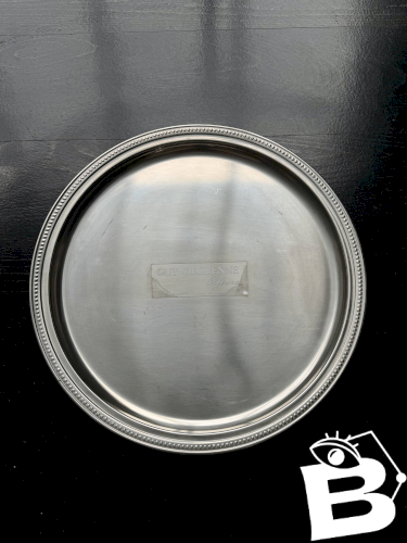 Plateau de service vintage rond métal argenté Guy Degrenne