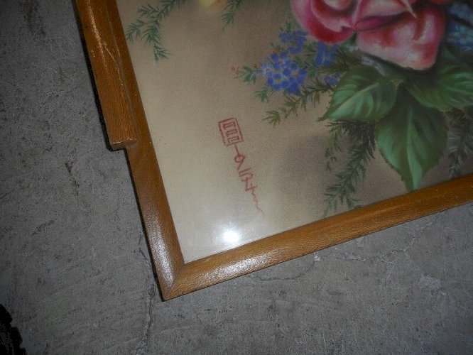 PLATEAU DECOR DE FLEURS AQUARELLE CAMBODGE N° 3