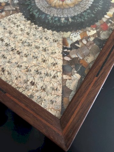 Plateau en bois et décor ailes de papillons