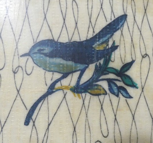 plateau en fibre de verre aux oiseaux bleus vintage