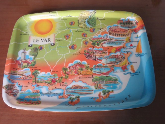 PLATEAU EN FIBRE DE VERRE  LE VAR  ANNEES 60 70 VINTAGE