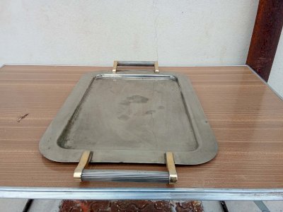 Plateau en métal argenté