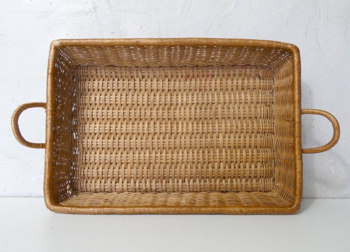 plateau en rotin vintage