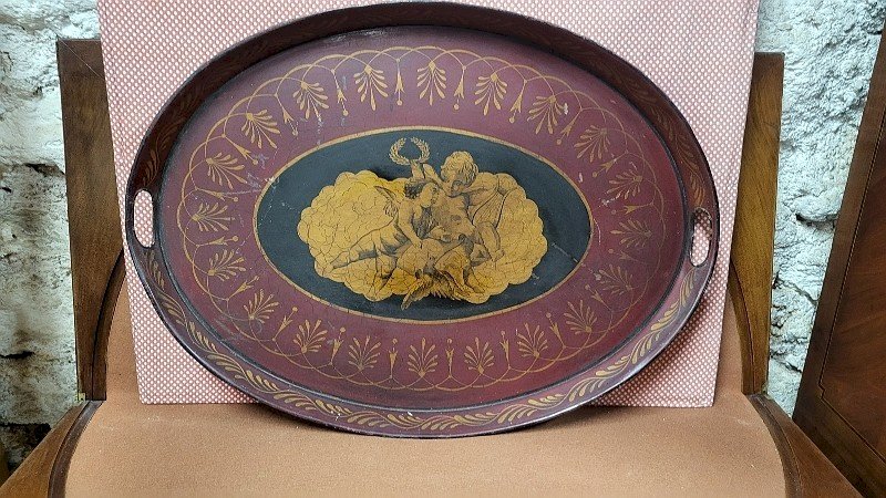 PLATEAU EN TOLE PEINT