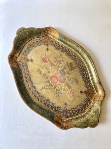 Plateau florentin en bois peint, 1950-1960