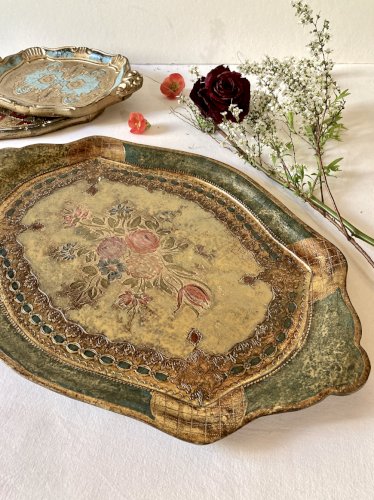 Plateau florentin en bois peint, 1950-1960