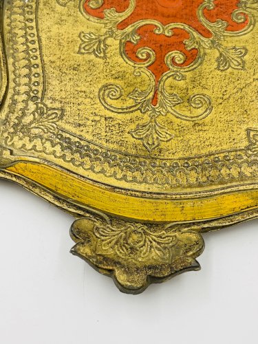 Plateau Florentin Style Baroque Jaune Or Vintage 70s