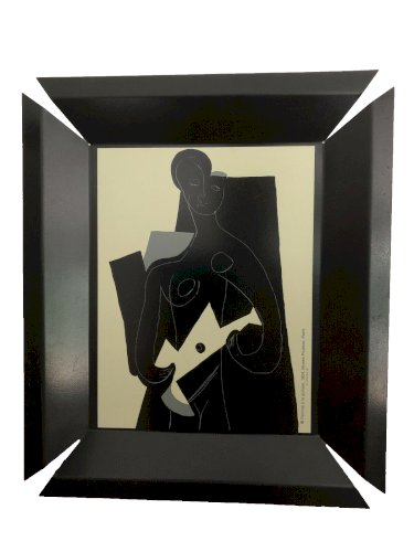 plateau moderne en métal décor " la femme à la guitare" Picasso cubisme art